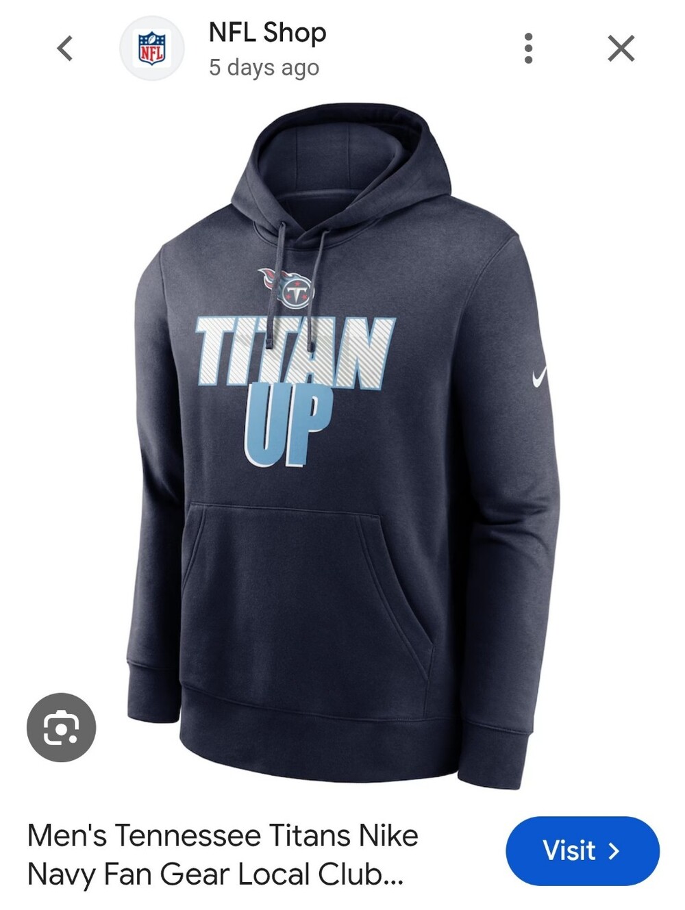 Nike Men’s Tennessee Titans Navy 'Titan Up' Pullover Hoodie